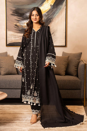 3 Piece Dyed Naps Khaddar Black - SafaNoor