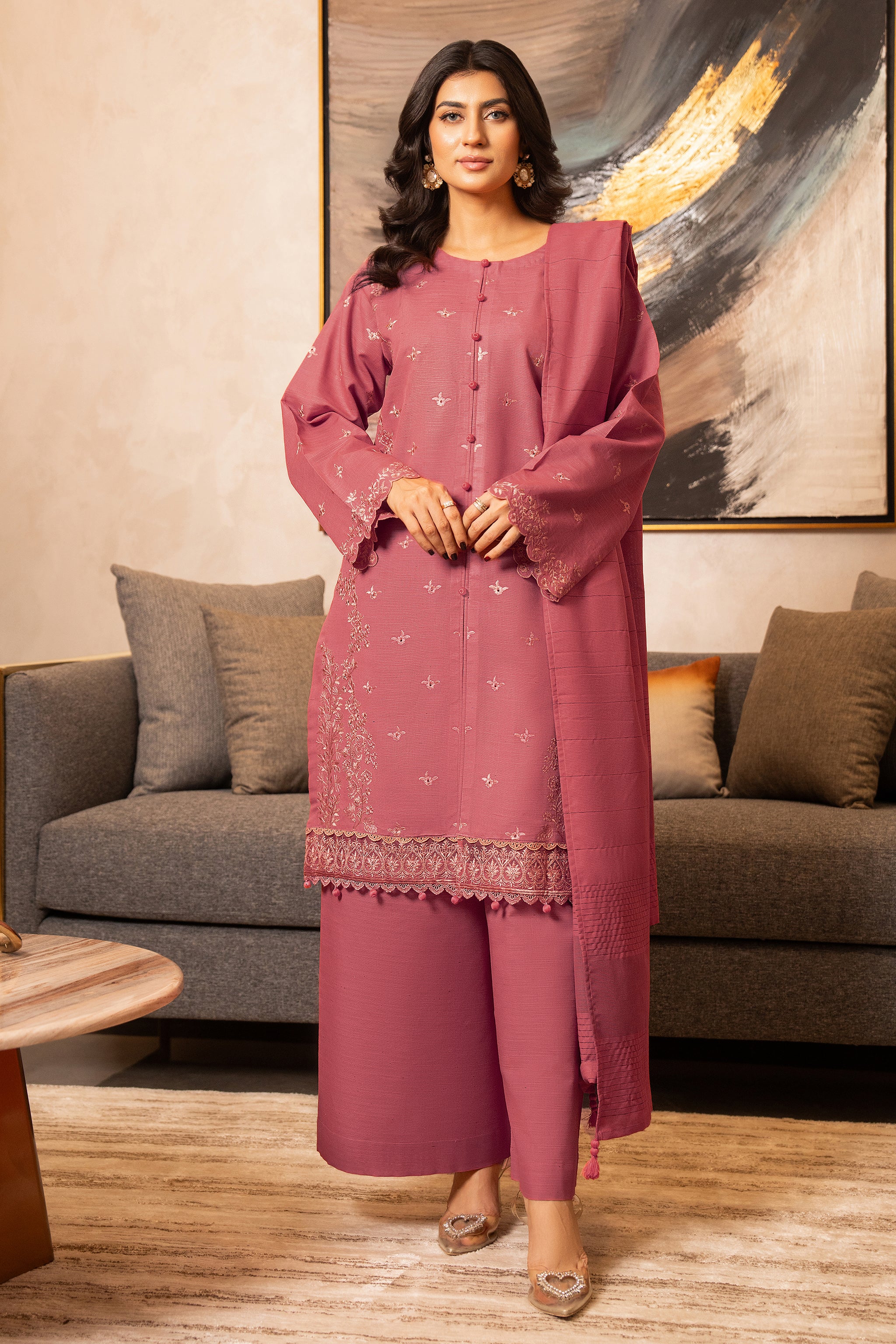 3 Piece Dyed Naps Khaddar Blush Pink - (Vol-81/06)3P-W-24-D6 - SAFANOOR