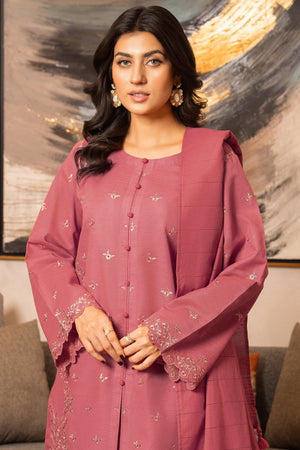 3 Piece Dyed Naps Khaddar Blush Pink - SafaNoor