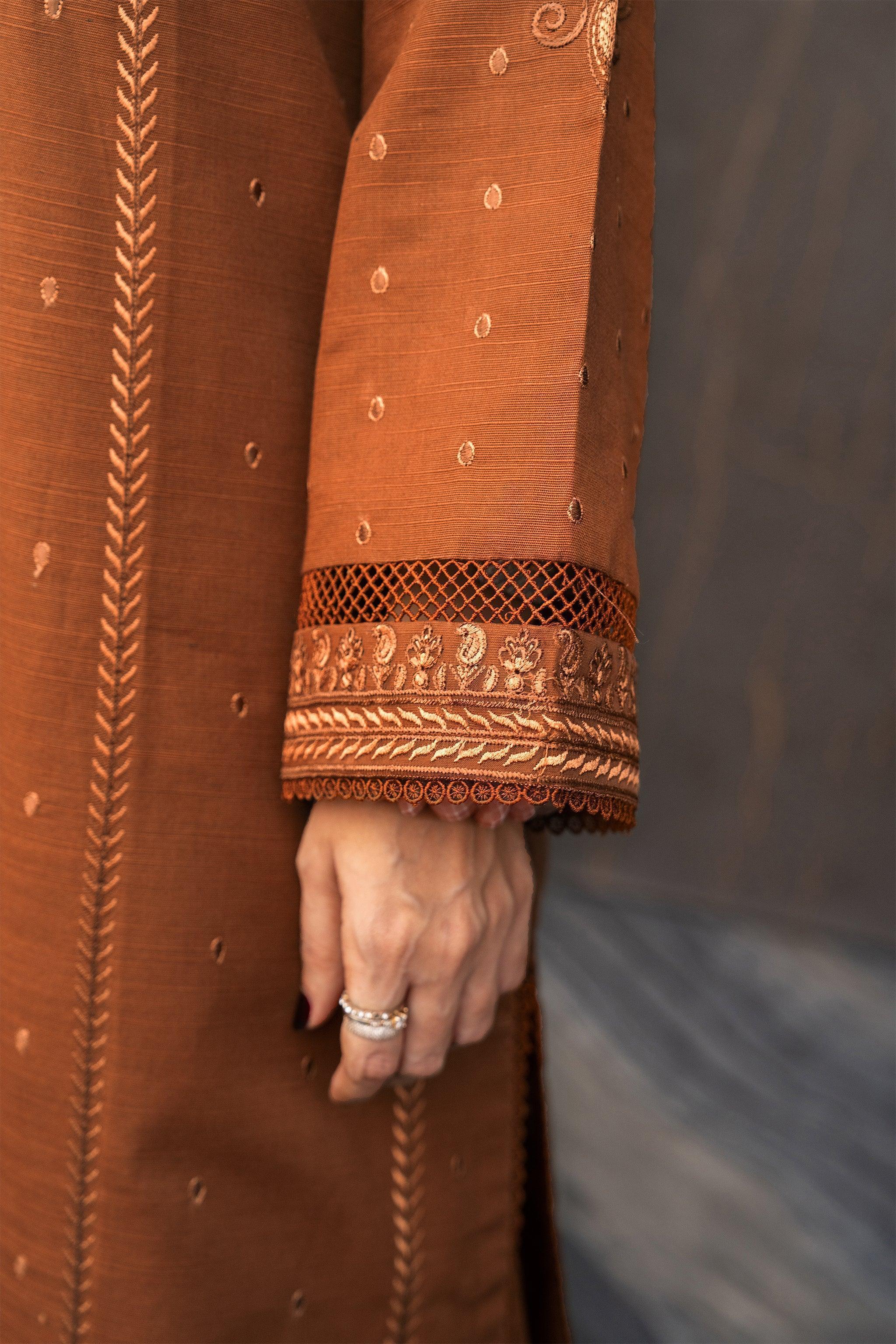 3 Piece Dyed Naps Khaddar Brown - SafaNoor