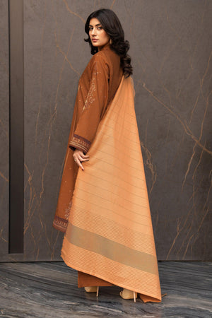 3 Piece Dyed Naps Khaddar Brown - SafaNoor