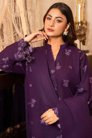 3 Piece Dyed Naps Khaddar Plum - SafaNoor