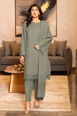 3 Piece Dyed Naps Khaddar Sage Green - SafaNoor