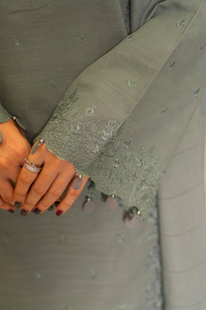 3 Piece Dyed Naps Khaddar Sage Green - SafaNoor