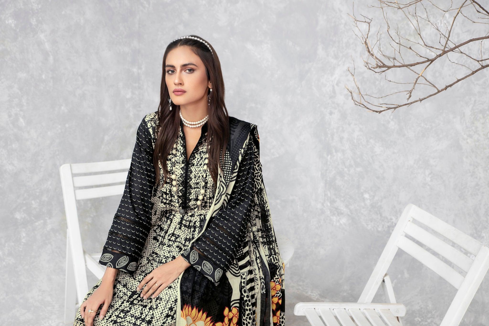 3 Piece Embroidered Black Lawn Unstitched - (Vol-66/19)3P-S-24-D-8 - SAFANOOR