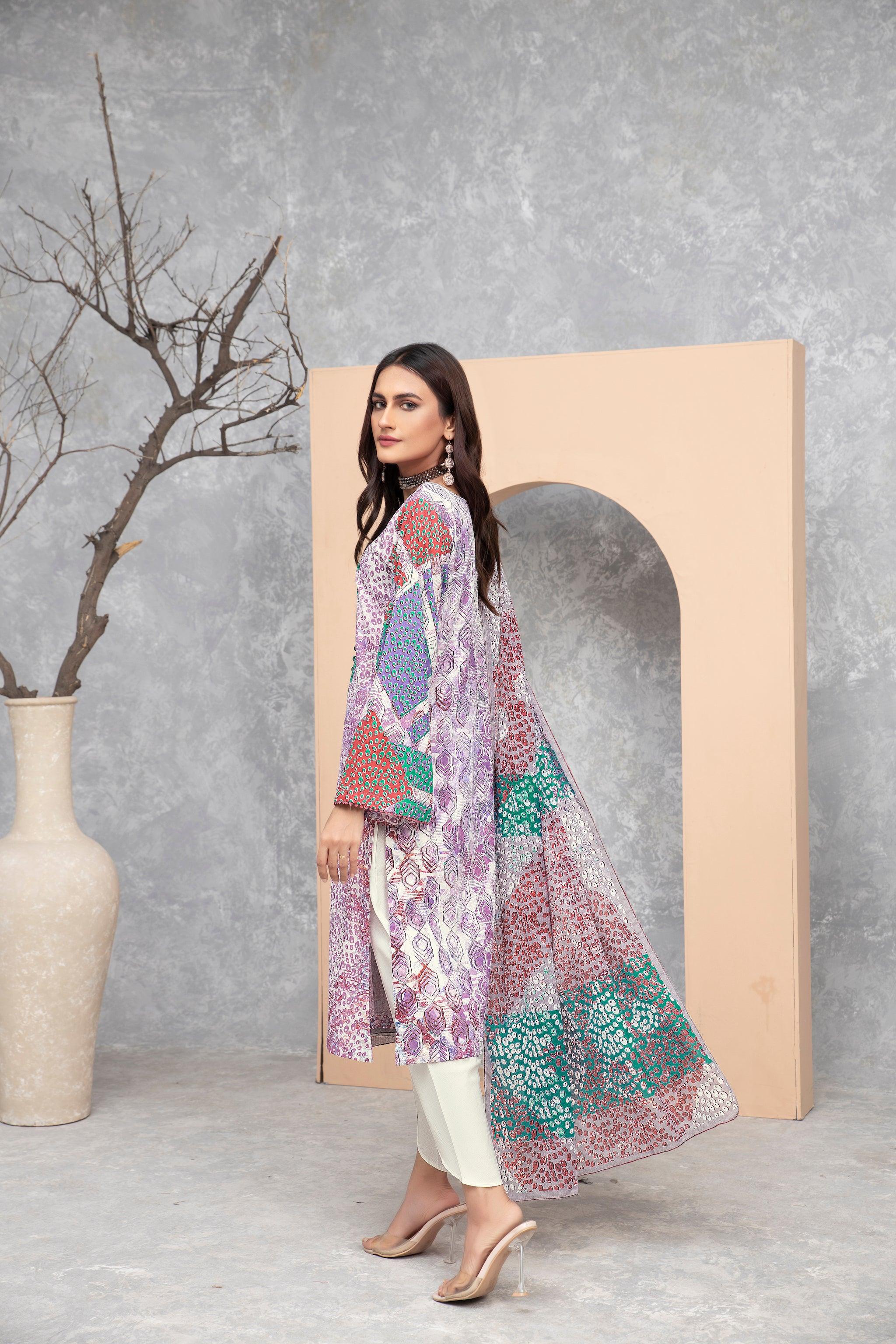 3 Piece Embroidered Purple Lawn Unstitched - (Vol-66/19)3P-S-24-D-5 - SAFANOOR