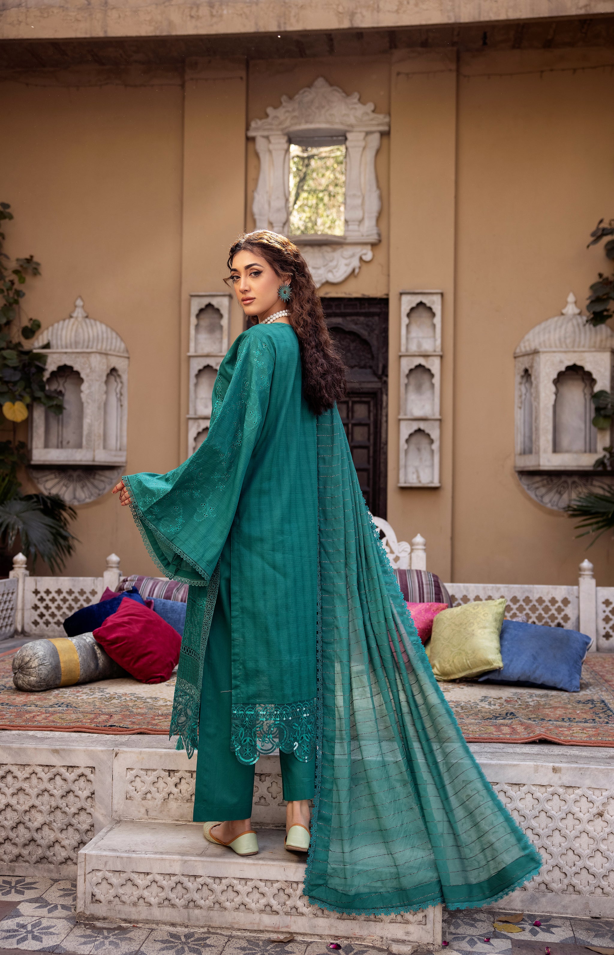 3 Piece Green Embroidered Organza Lawn - (Vol-71/02)3P-S-24-D-10 - SAFANOOR