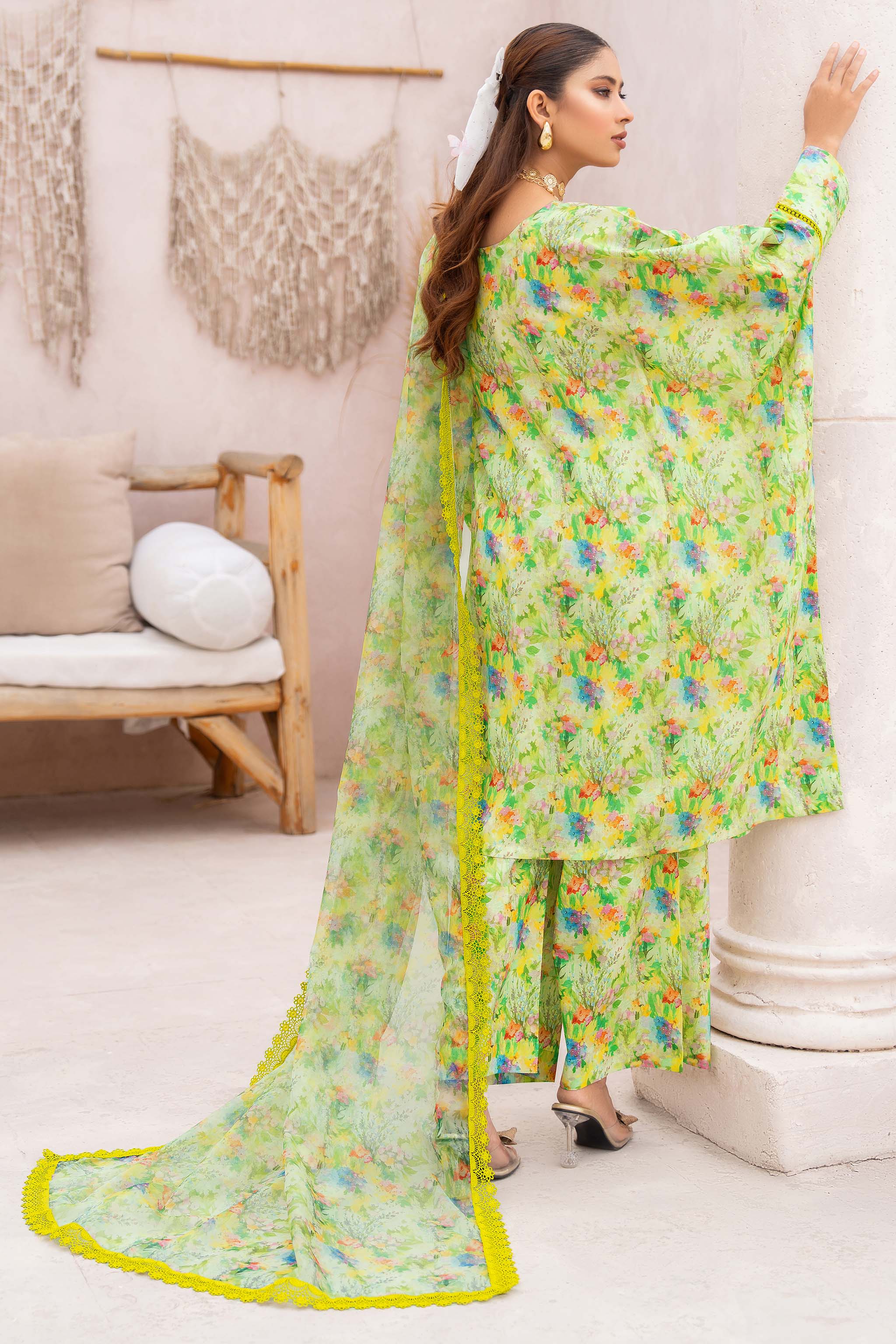 3 Piece Green Unstitched Printed Lawn - (Vol-73/01)3P-S-24-D-7 - SAFANOOR