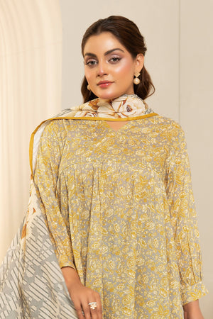 3 Piece Grey Unstitched Printed Lawn - (Vol-103/22)3P-S-25-D12 - SAFANOOR