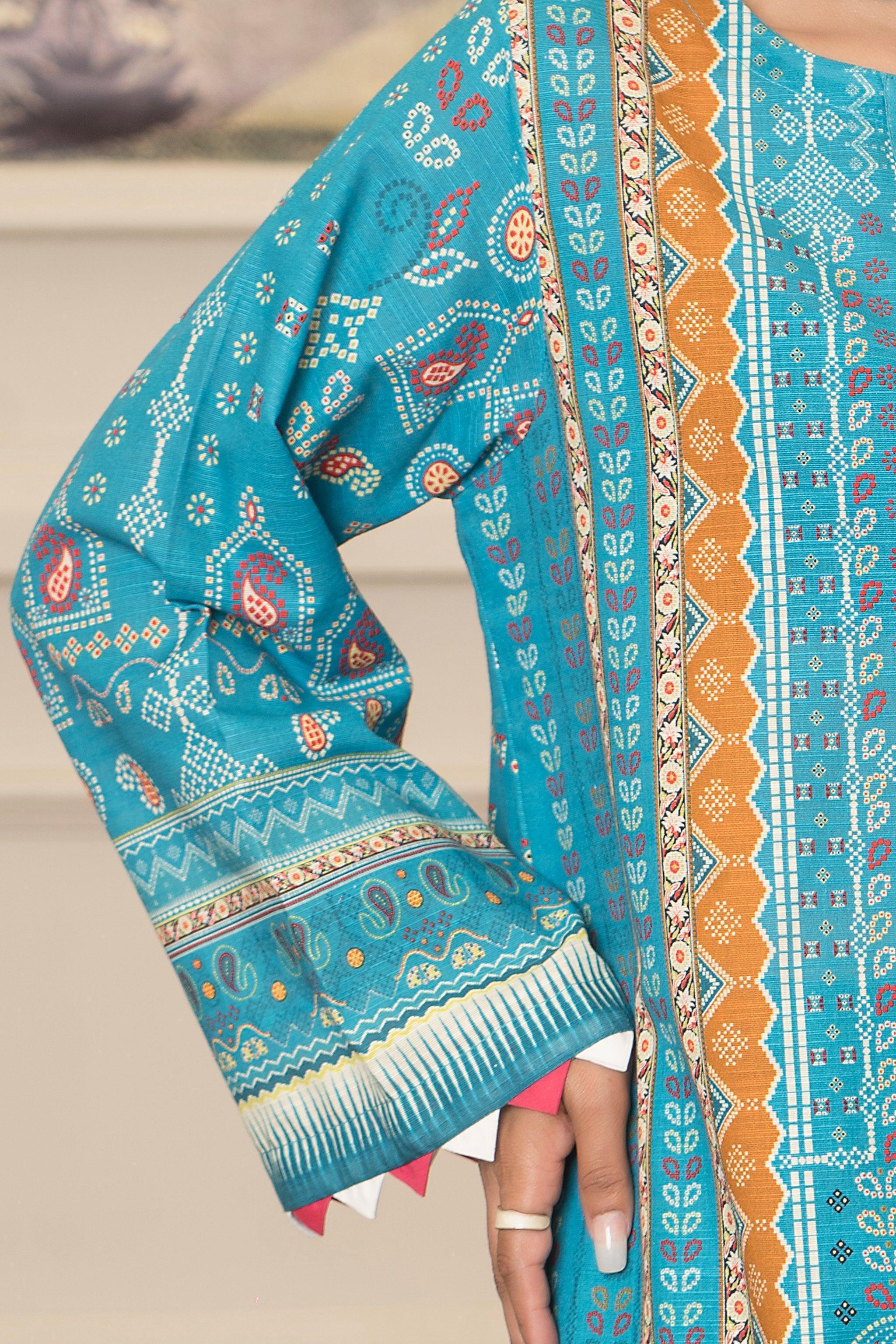 3 Piece Iris Blue Khaddar Unstitched - SafaNoor