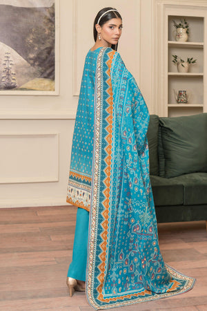 3 Piece Iris Blue Khaddar Unstitched - SafaNoor