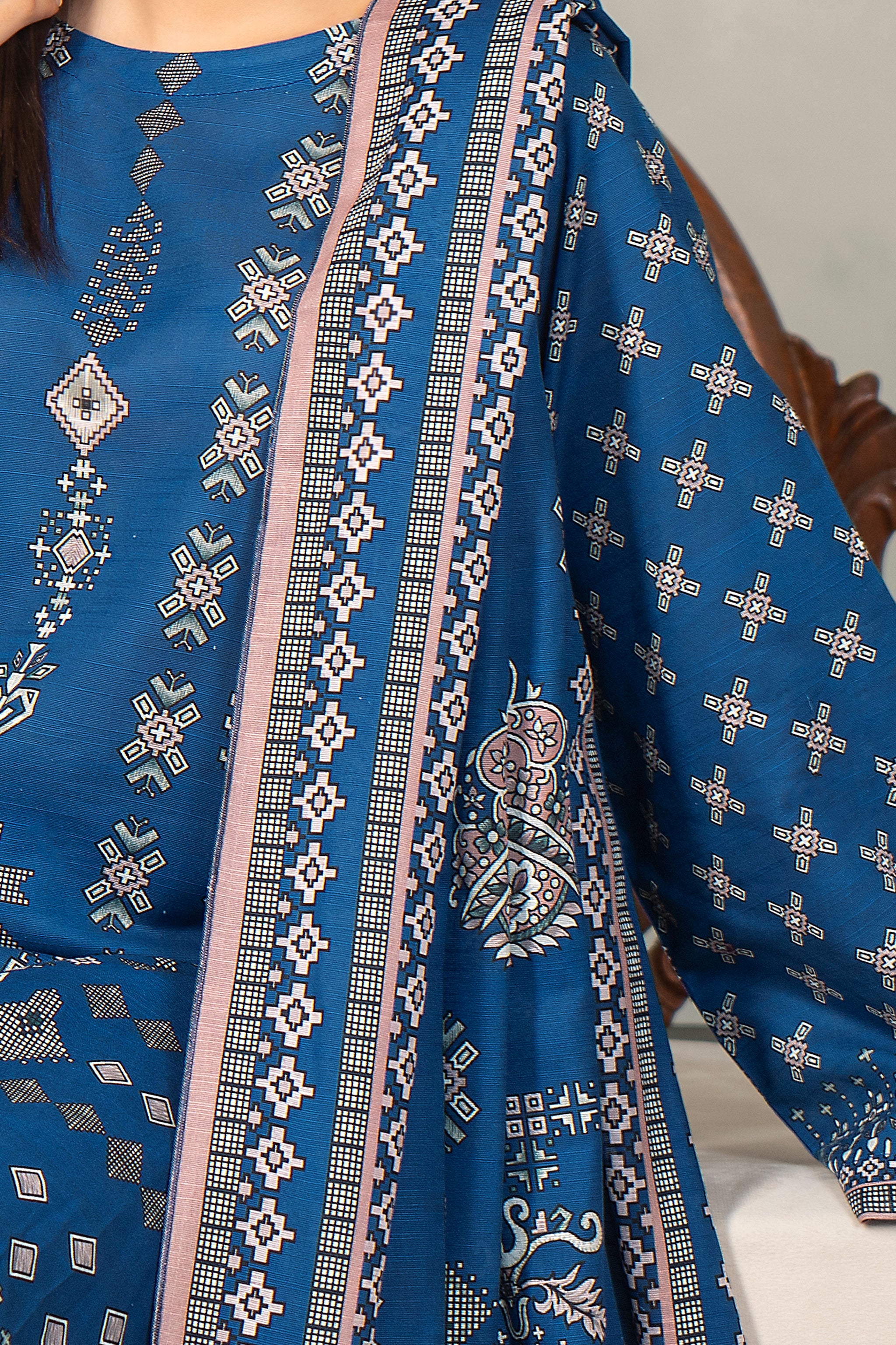 3 Piece Lapis Blue Khaddar Unstitched - (Vol-84/13)3P-W-24-D1 - SAFANOOR