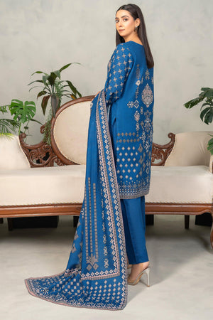 3 Piece Lapis Blue Khaddar Unstitched - SafaNoor