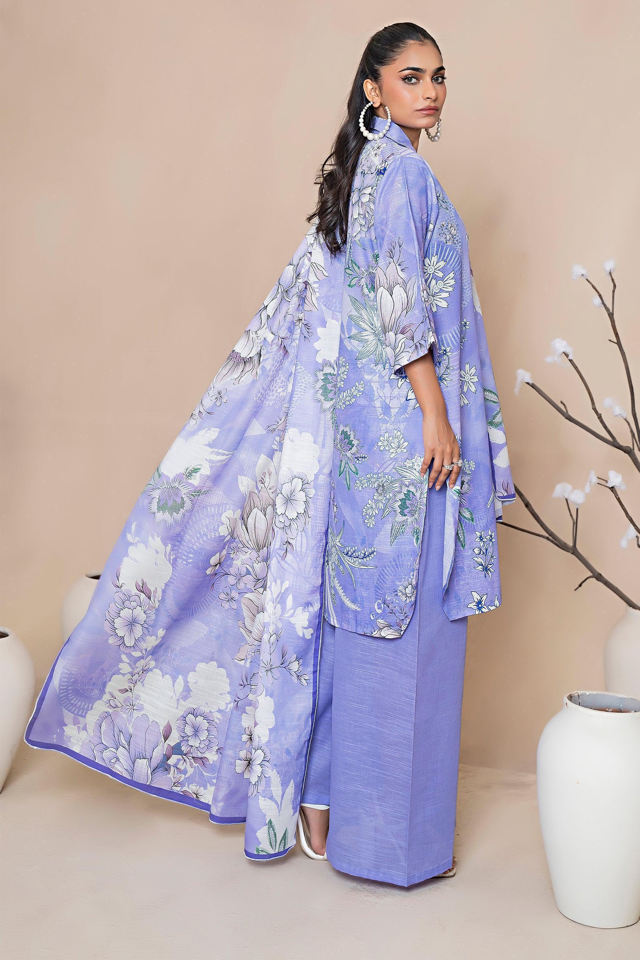 3 Piece Lavender Khaddar Unstitched - SafaNoor