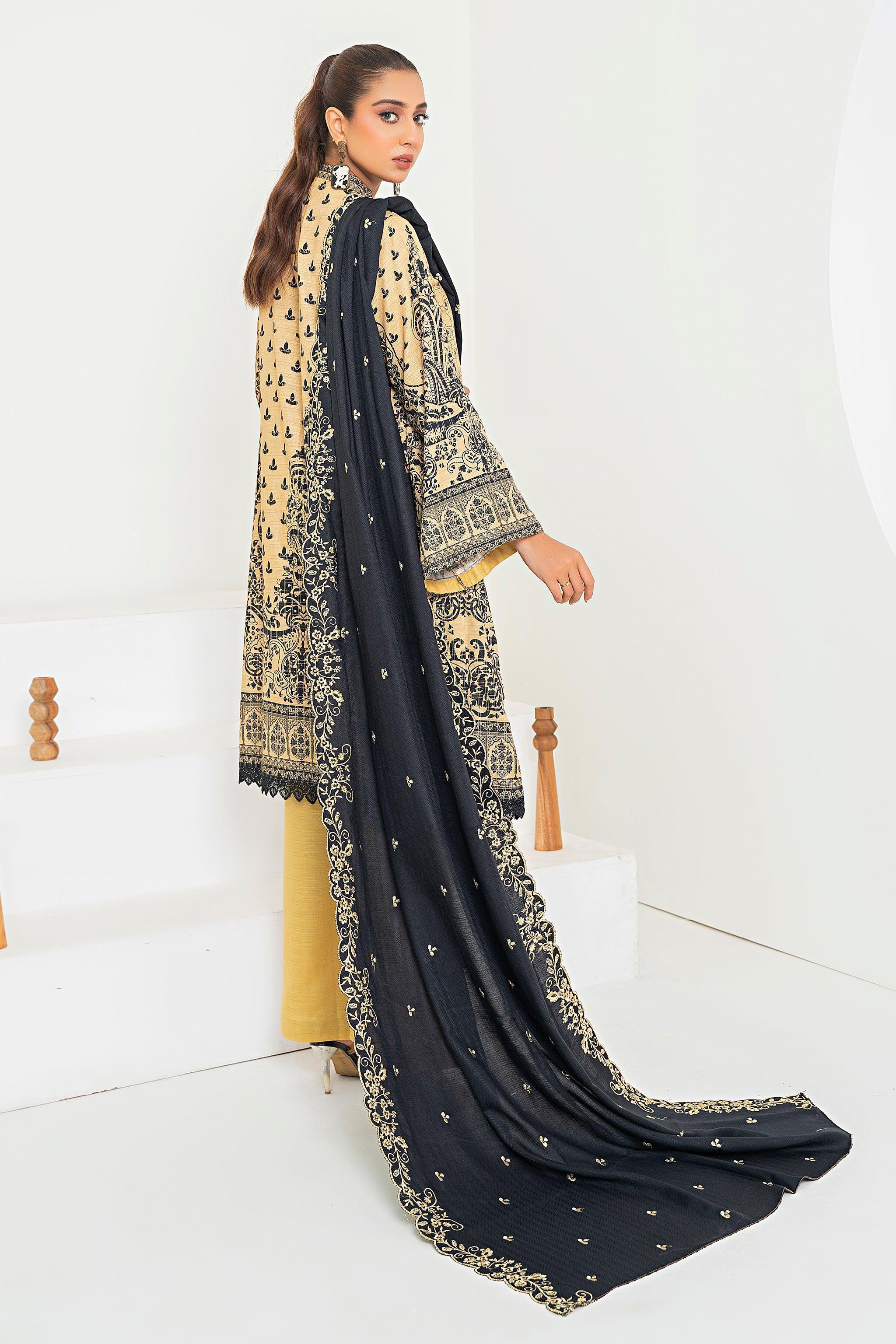 3 Piece Lemon Printed Khaddar Unstitched - SafaNoor