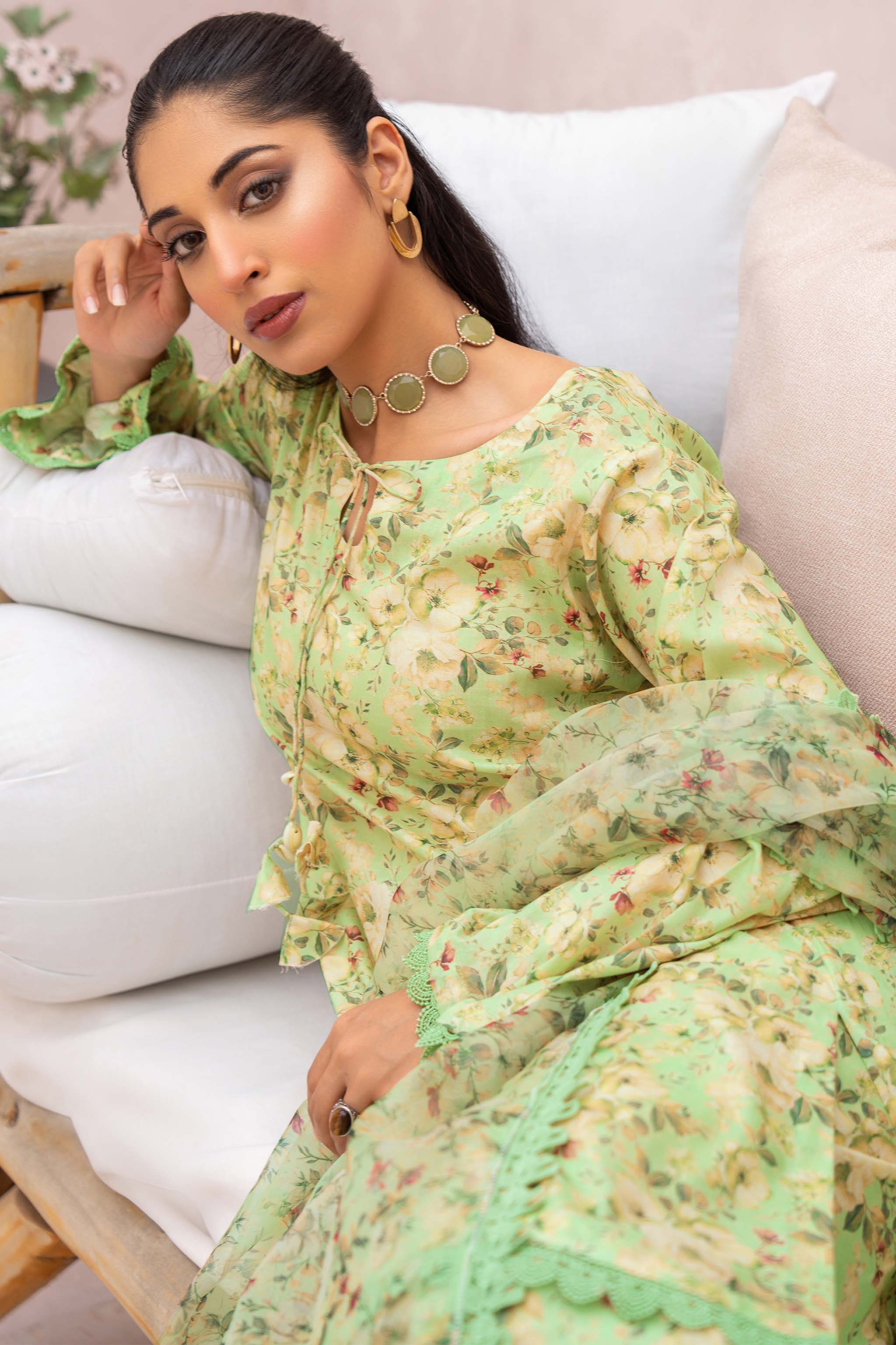 3 Piece Light Green Unstitched Printed Lawn - (Vol-73/01)3P-S-24-D-2 - SAFANOOR