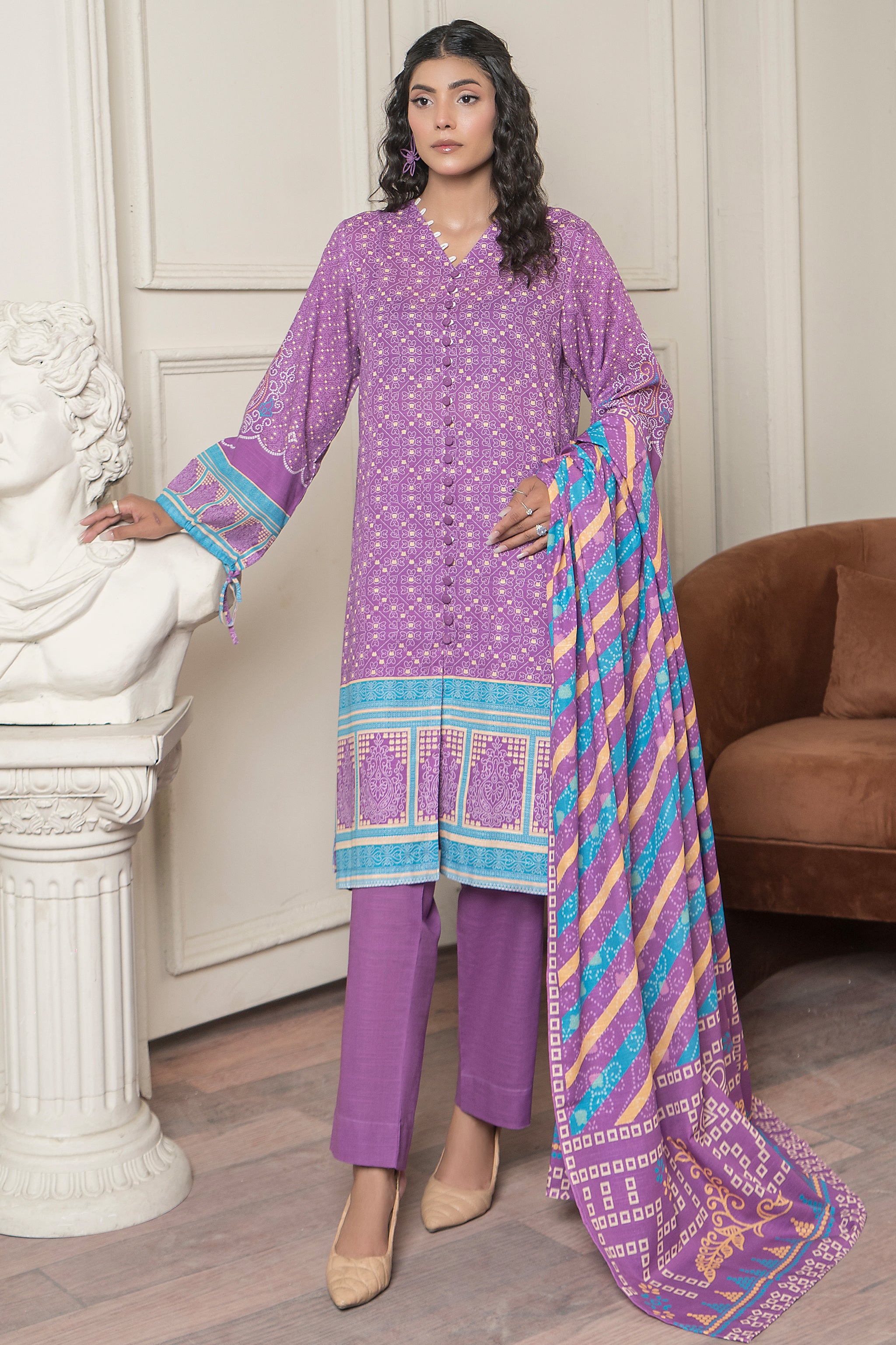 3 Piece Light Plum Khaddar Unstitched - (Vol-83/12)3P-W-24-D2 - SAFANOOR