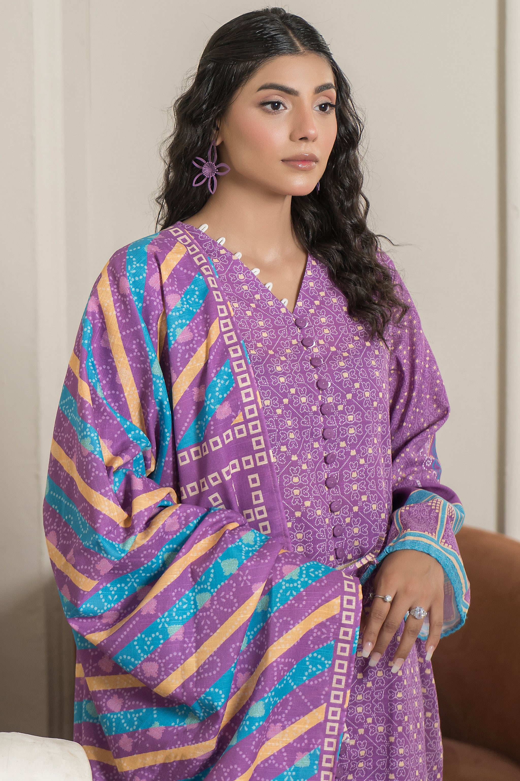 3 Piece Light Plum Khaddar Unstitched - (Vol-83/12)3P-W-24-D2 - SAFANOOR