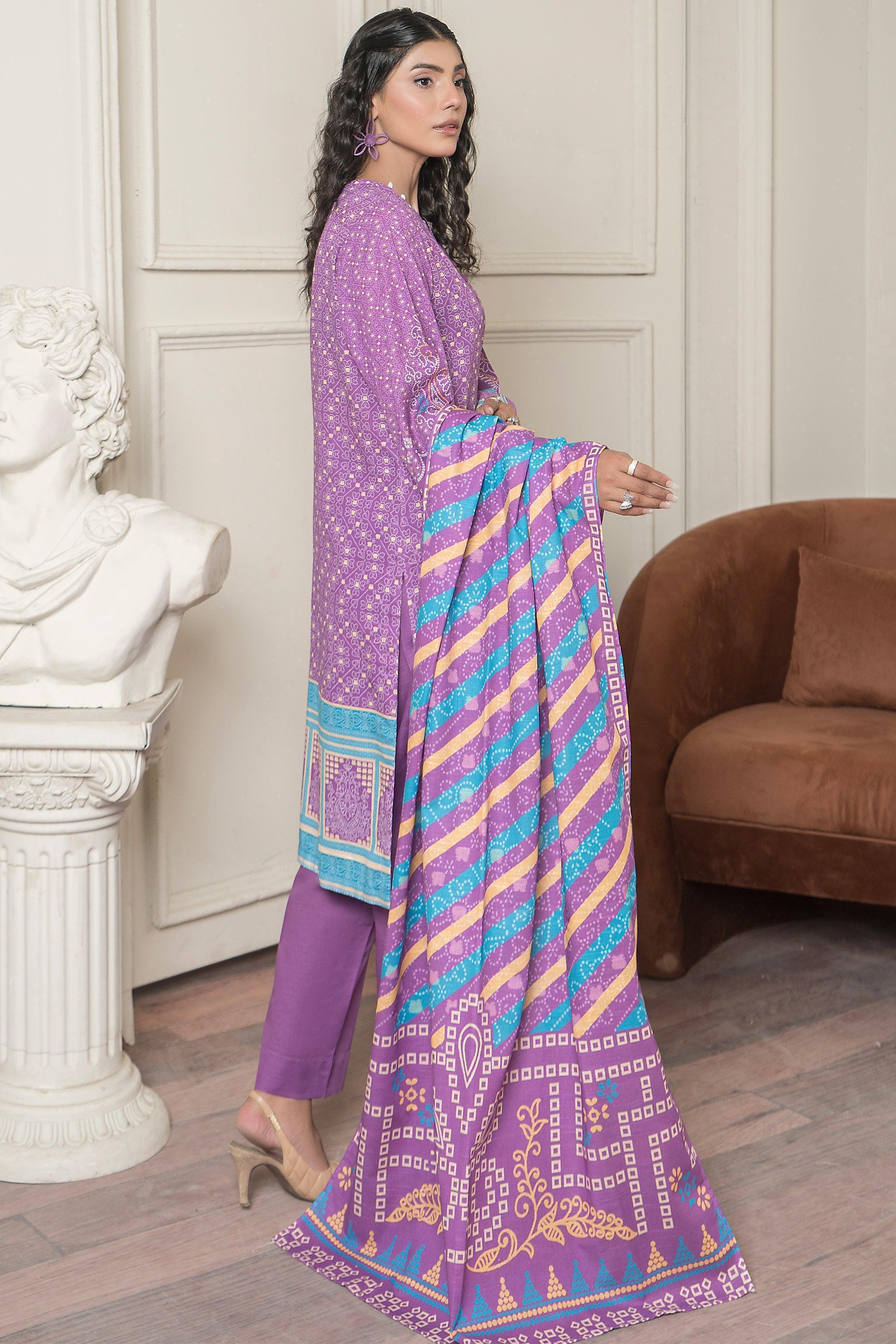 3 Piece Light Plum Khaddar Unstitched - SafaNoor