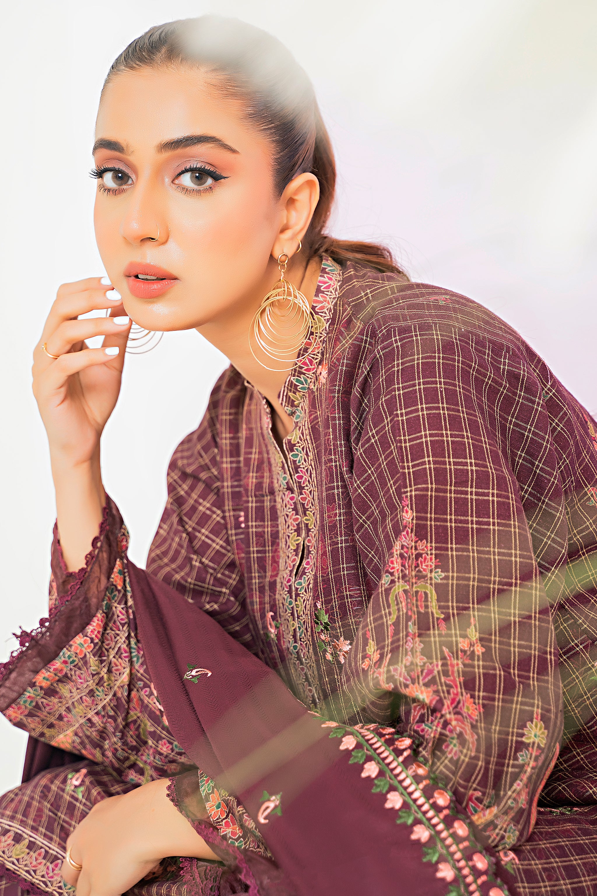 3 Piece Maroon Printed Khaddar Unstitched - (Vol-80/12)3P-W-24-D9 - SAFANOOR