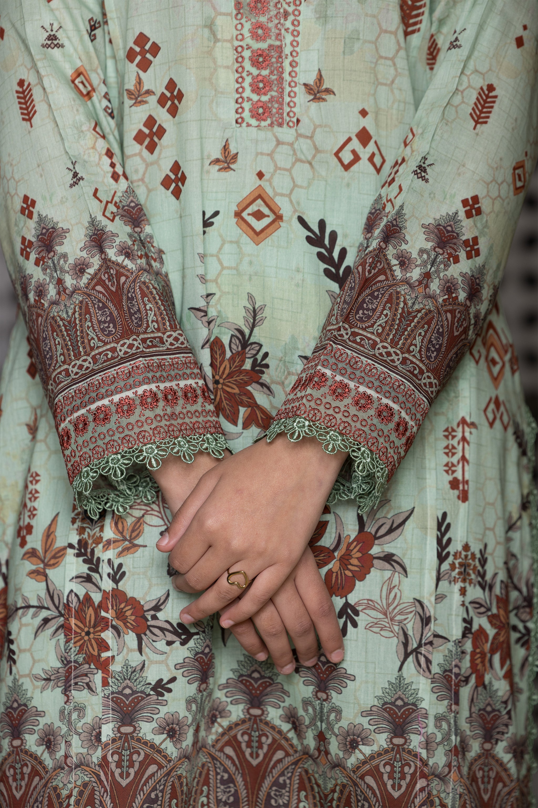 3 Piece Mint Green Unstitched Printed Lawn - (Vol-101/12)3P-S-25-D5 - SAFANOOR