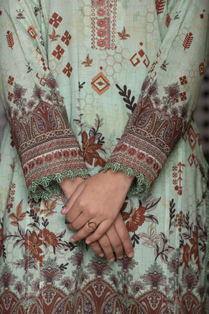 3 Piece Mint Green Unstitched Printed Lawn - (Vol-101/12)3P-S-25-D5 - SAFANOOR