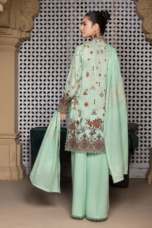 3 Piece Mint Green Unstitched Printed Lawn - (Vol-101/12)3P-S-25-D5 - SAFANOOR