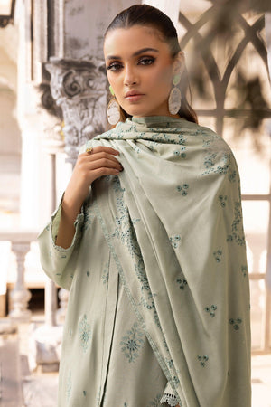 3 Piece Moss Green Embroidered Karandi Unstitched - SafaNoor