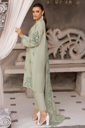 3 Piece Moss Green Embroidered Karandi Unstitched - SafaNoor