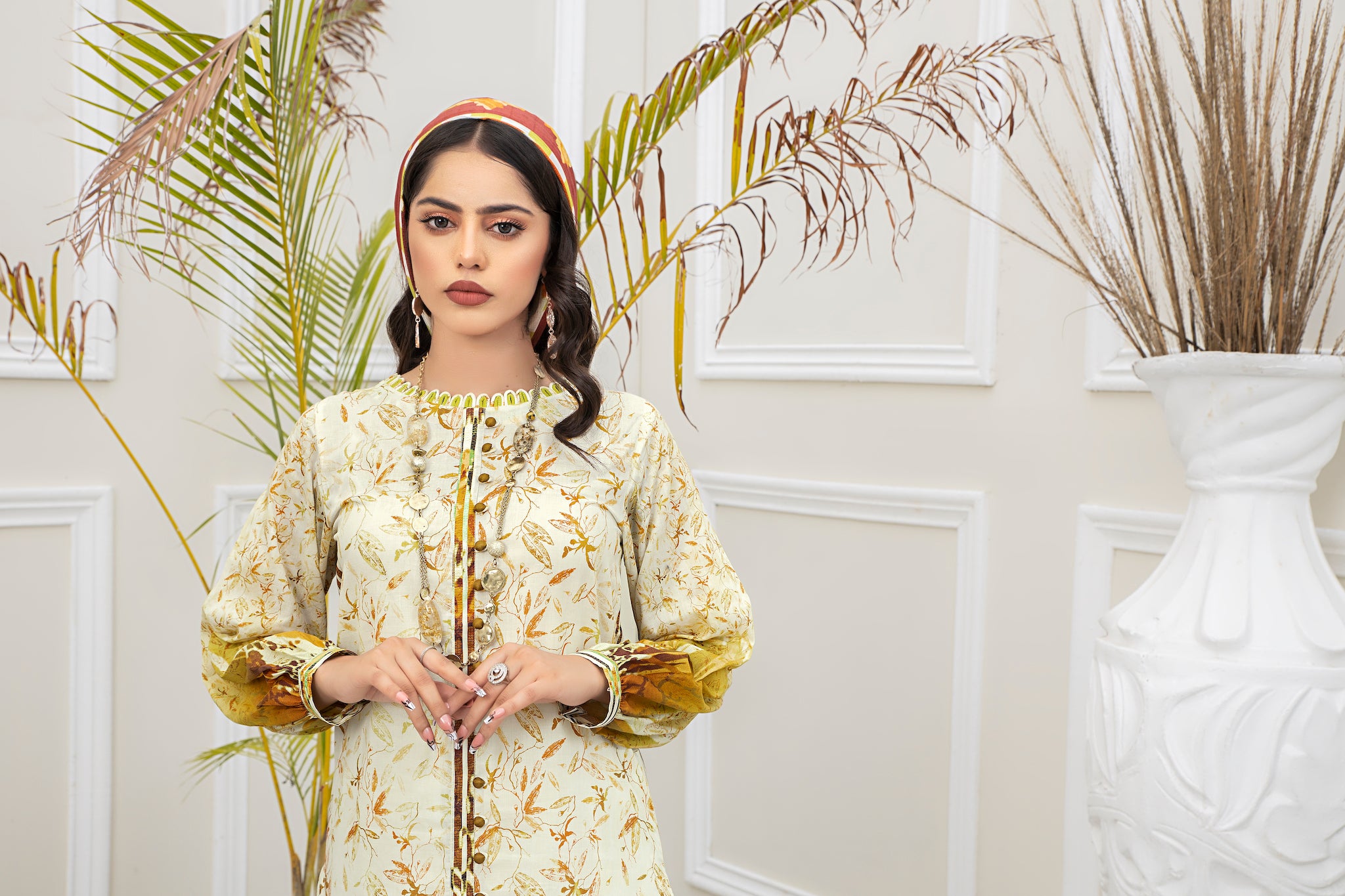 3 Piece Multi Brown Unstitched Embroidered Lawn - (Vol-69/20)3P-S-24-D-12 - SAFANOOR