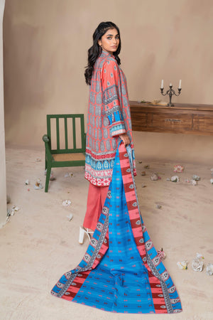 3 Piece Multi Peach Khaddar Unstitched - SafaNoor