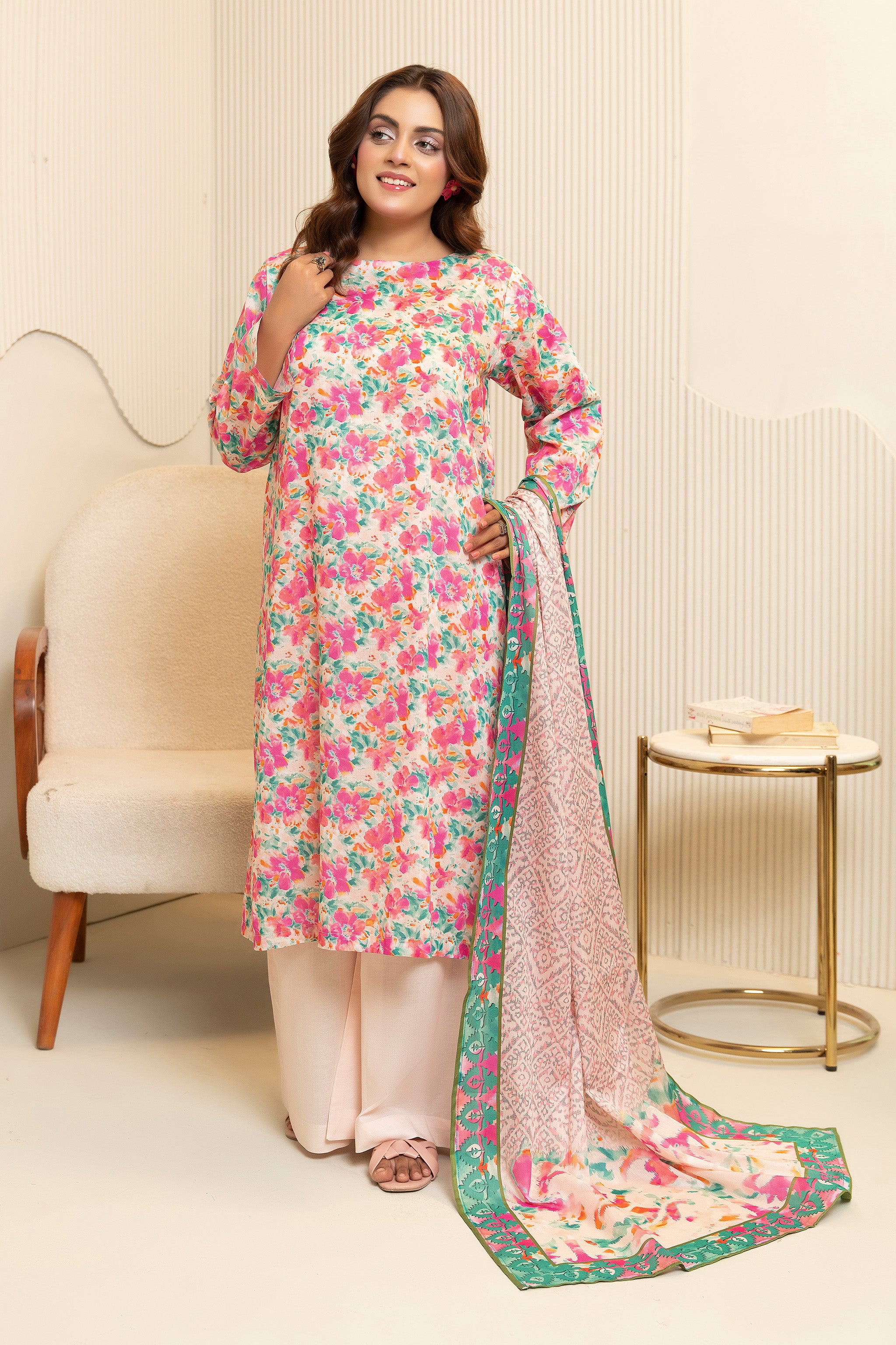 3 Piece Multi Pink Unstitched Printed Lawn - (Vol-103/22)3P-S-25-D9 - SAFANOOR