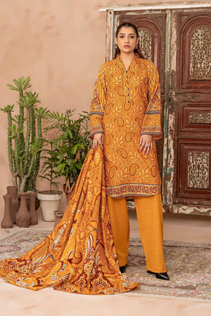 3 Piece Mustard Khaddar Unstitched - SafaNoor