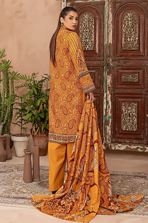 3 Piece Mustard Khaddar Unstitched - SafaNoor