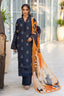 3 Piece Navy Blue Unstitched Embroidered Lawn - SafaNoor