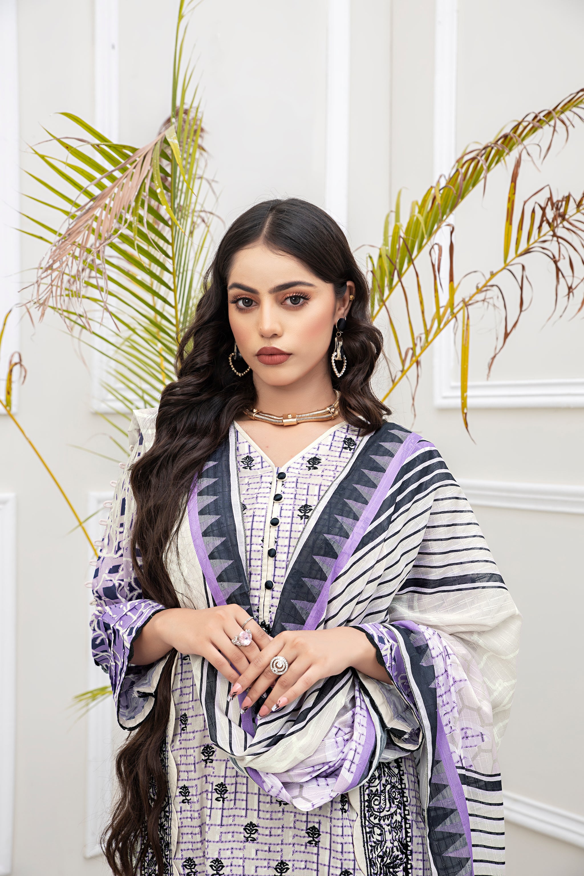 3 Piece Off White Unstitched Embroidered Lawn - (Vol-69/20)3P-S-24-D-1 - SAFANOOR