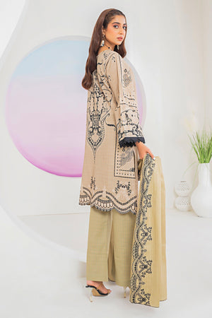 3 Piece Olive Printed Khaddar Unstitched - SafaNoor