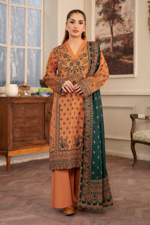 3 Piece Orange Unstitched Printed Khaddar - (Vol-109/09)D10 - SAFANOOR
