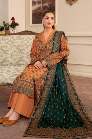 3 Piece Orange Unstitched Printed Khaddar - (Vol-109/09)D10 - SAFANOOR