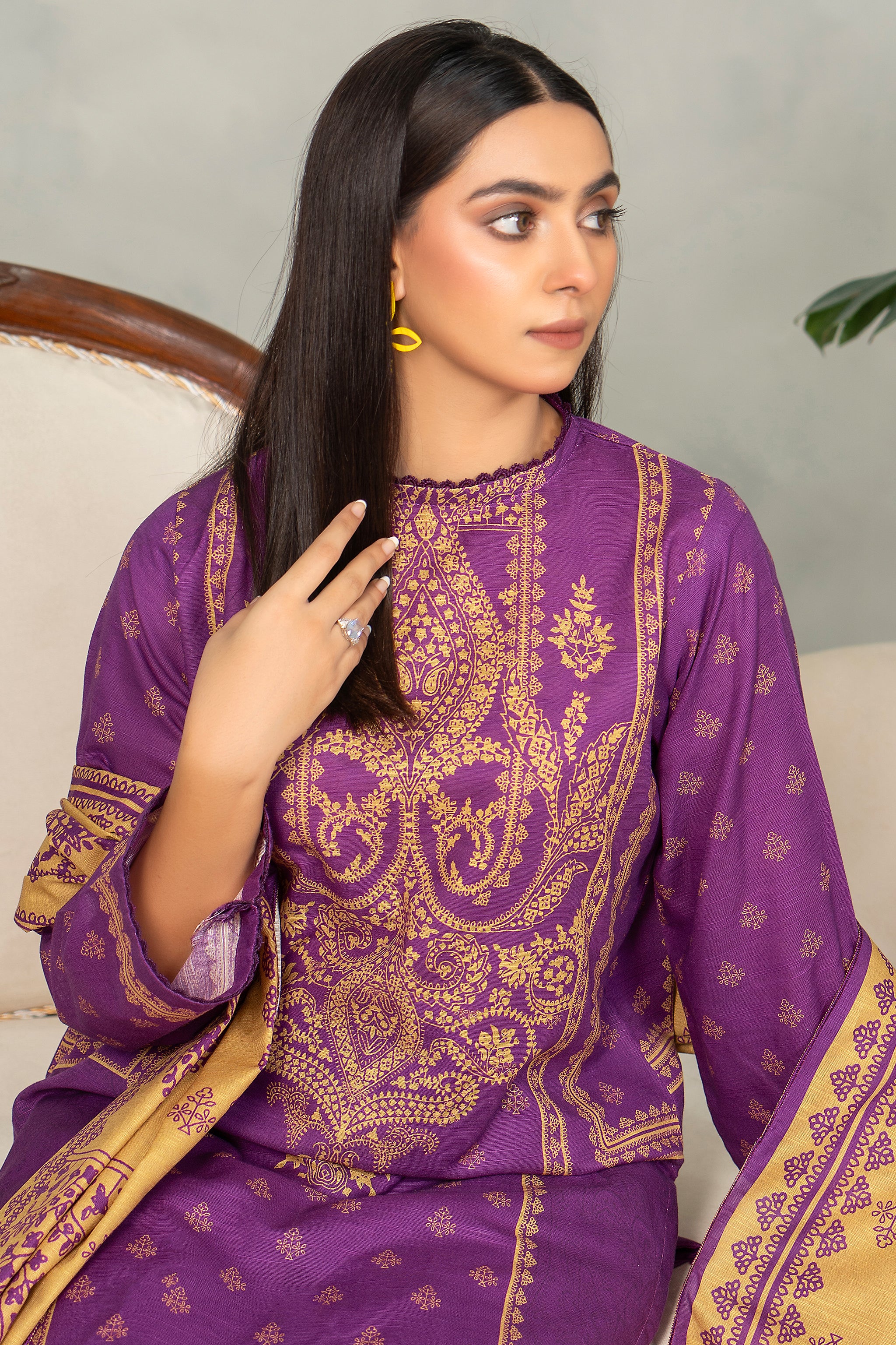 3 Piece Orchid Purple Khaddar Unstitched - (Vol-84/13)3P-W-24-D3 - SAFANOOR