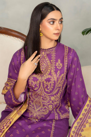 3 Piece Orchid Purple Khaddar Unstitched - SafaNoor