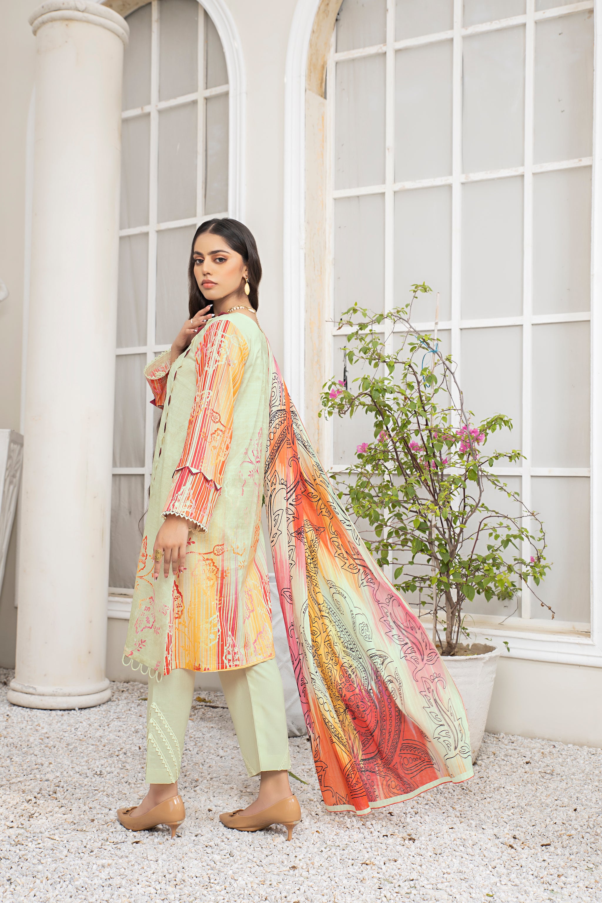 3 Piece Panache Green Unstitched Embroidered Lawn - (Vol-69/20)3P-S-24-D-3 - SAFANOOR