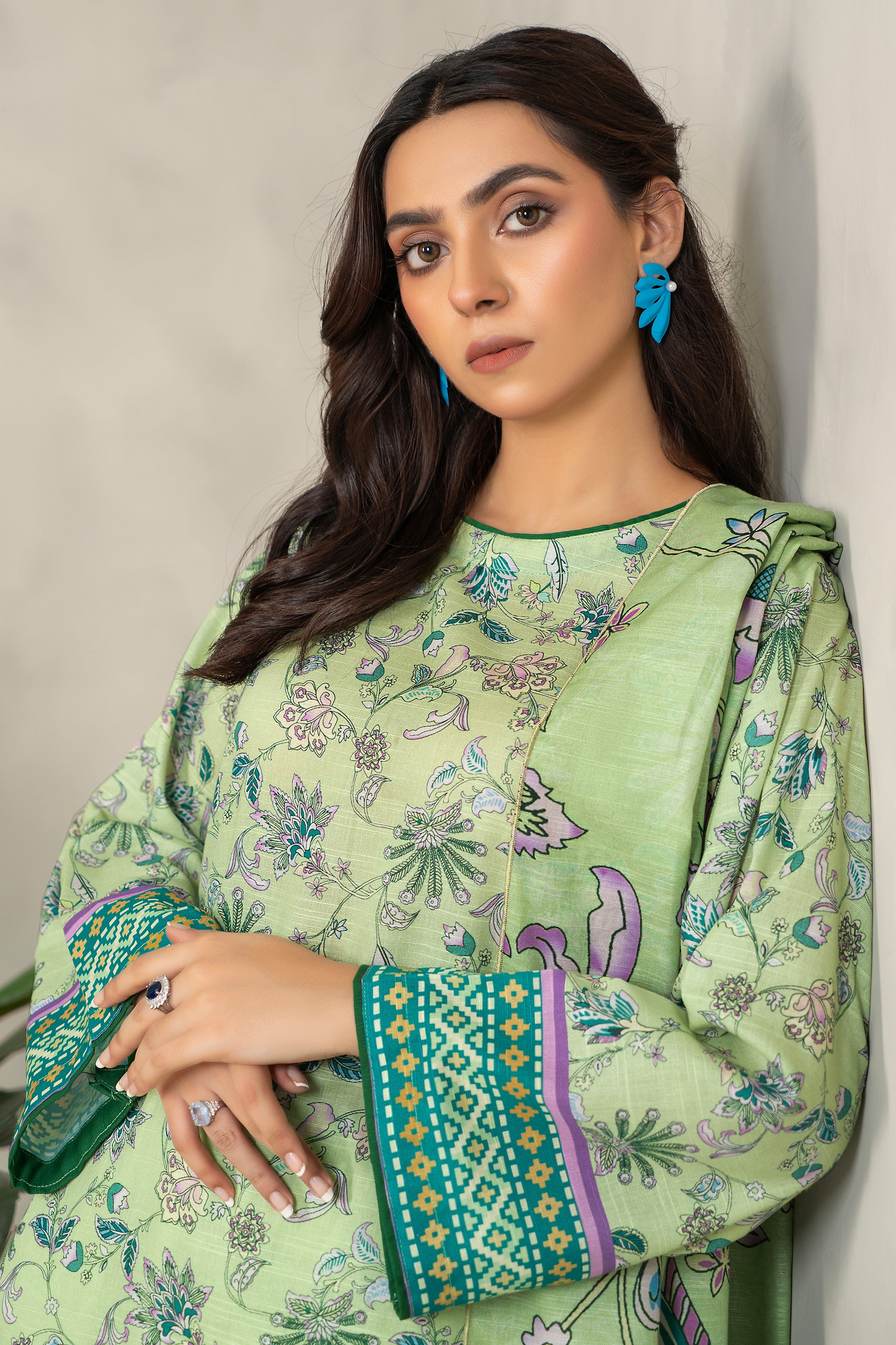 3 Piece Pastel Green Khaddar Unstitched - (Vol-84/13)3P-W-24-D6 - SAFANOOR