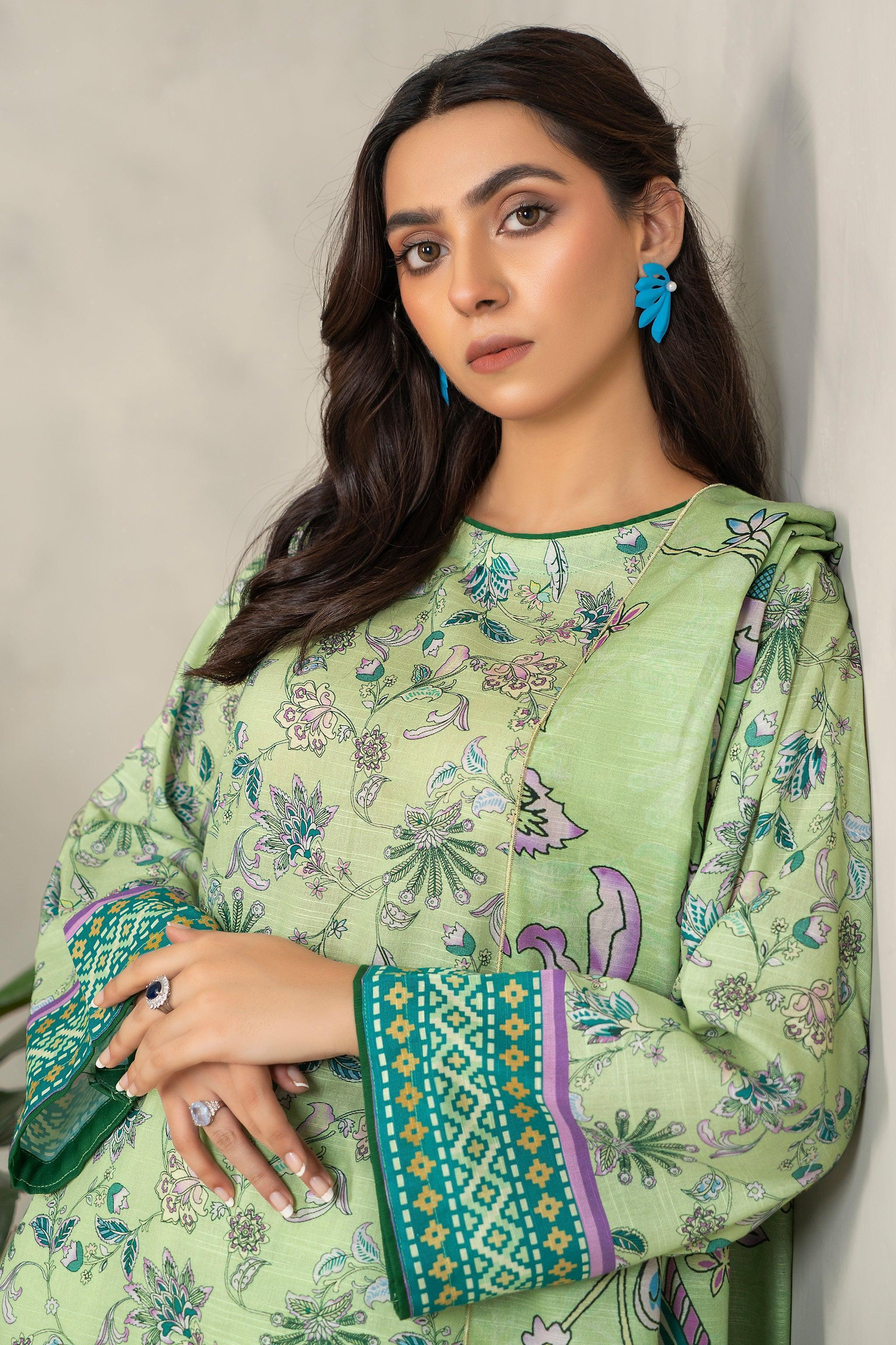 3 Piece Pastel Green Khaddar Unstitched - SafaNoor