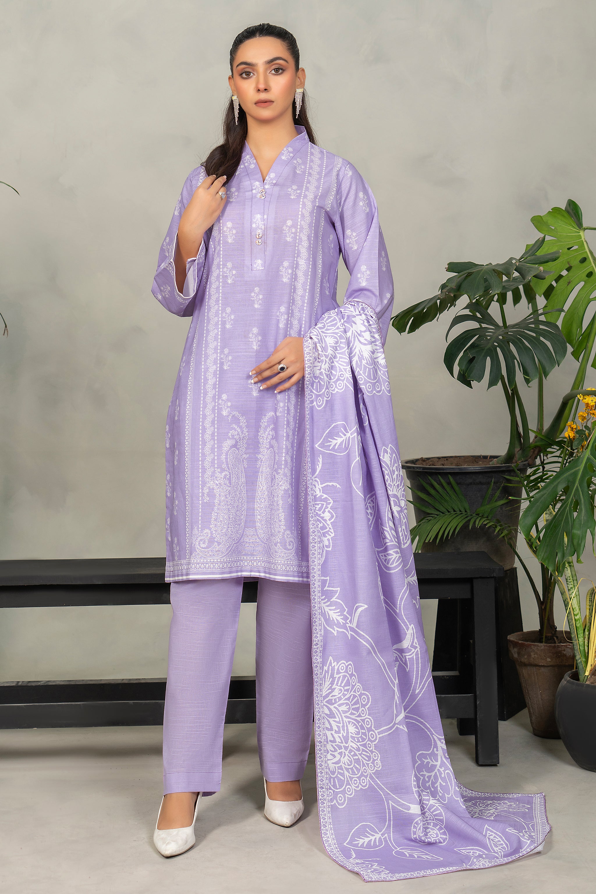 3 Piece Pastel Purple Khaddar Unstitched - (Vol-84/13)3P-W-24-D8 - SAFANOOR