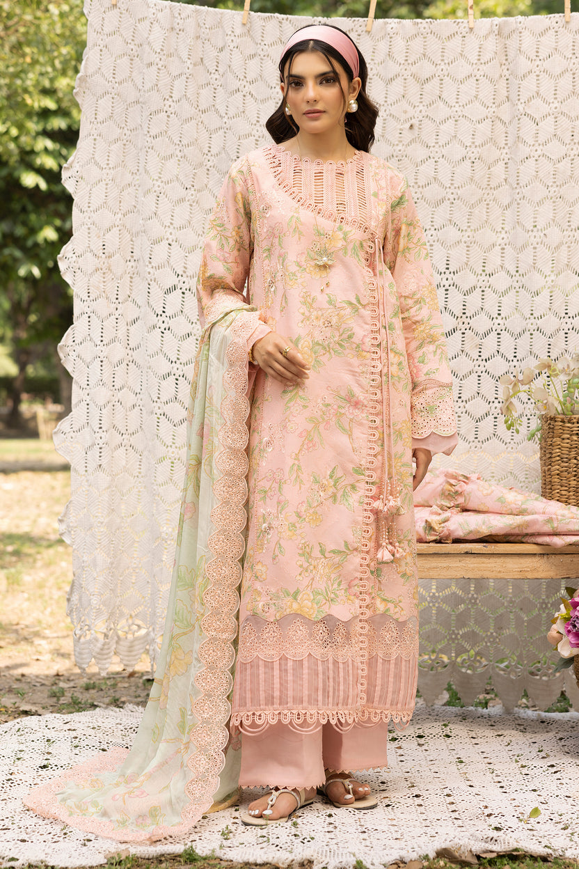 3 Piece Peach Unstitched Embroidered Lawn Secondary image