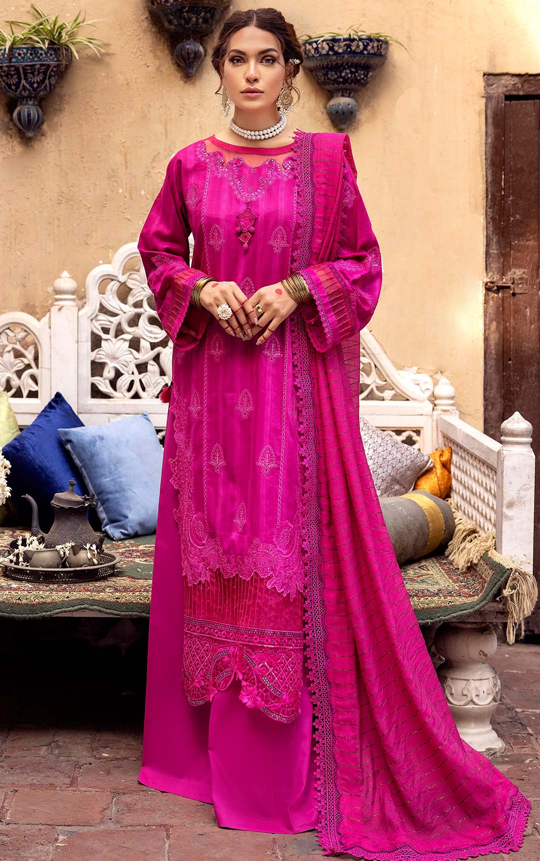 3 Piece Pink Embroidered Organza Lawn - (Vol-71/02)3P-S-24-D-4 - SAFANOOR