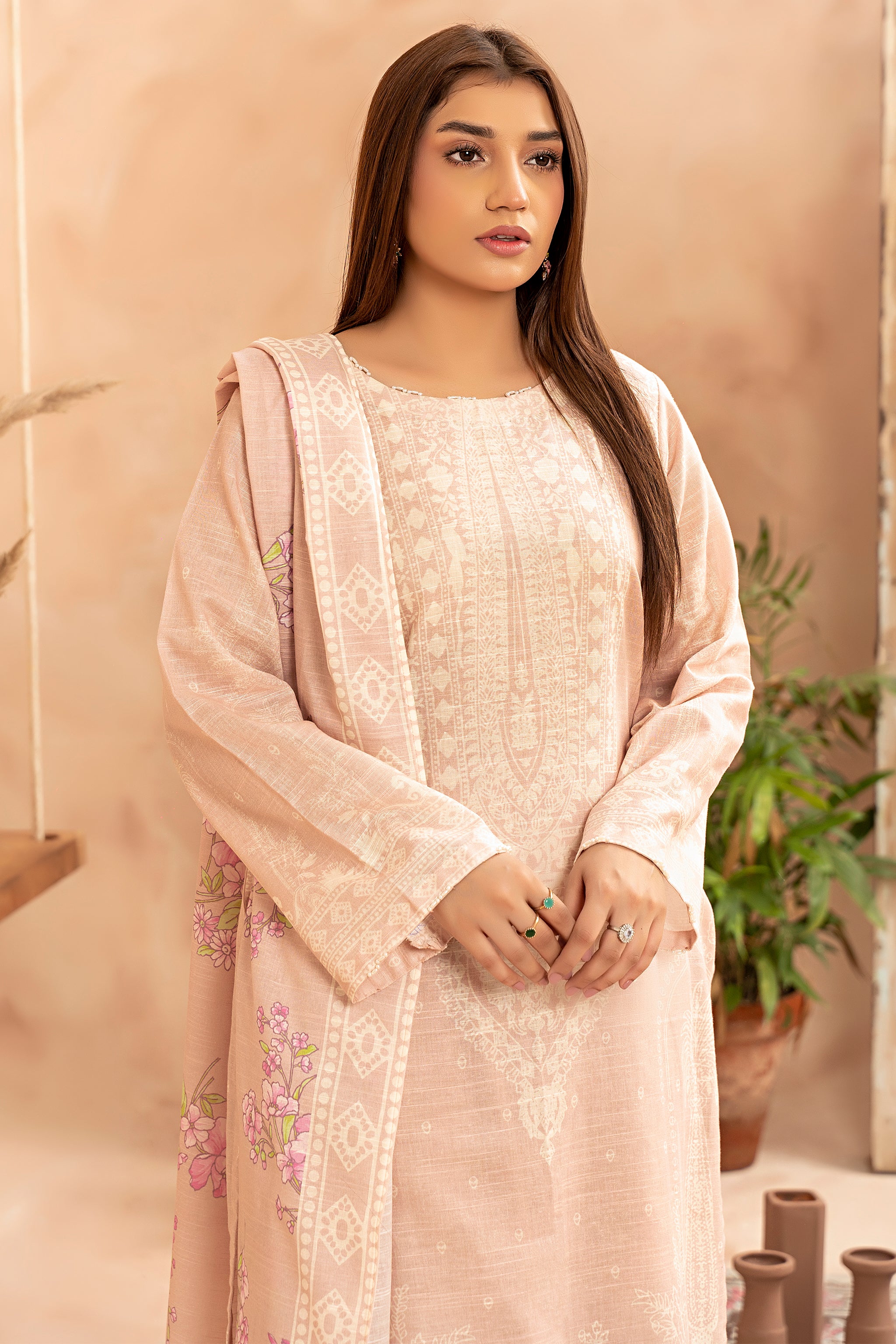 3 Piece Pink Khaddar Unstitched - (Vol-78/10)3P-W-24-D-4 - SAFANOOR