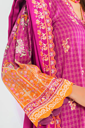 3 Piece Pink Printed Khaddar Unstitched - SafaNoor