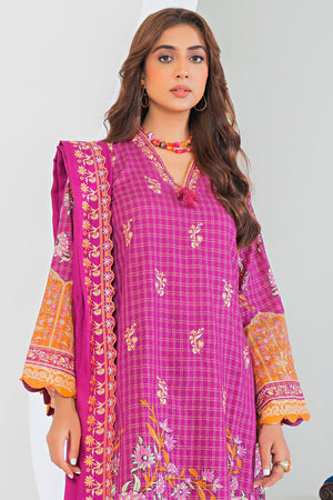 3 Piece Pink Printed Khaddar Unstitched - SafaNoor
